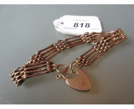 9ct Rose gold gate link bracelet with padlock clasp