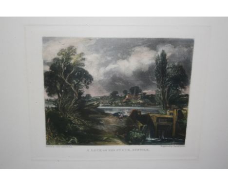 Small quantity of unframed engravings after John Constable, together with a small pencil portrait study, Meg Dods with attrib