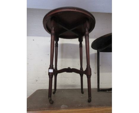 19th Century beechwood circular gypsy type table on a tripod stand together with an Edwardian circular occasional table 