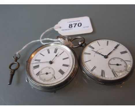 19th Century English silver cased keywind open face pocket watch, the enamel dial with Roman and Arabic numerals inscribed Th