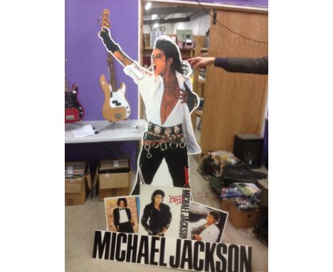 Music - Two Original Michael Jackson Bad in store promotional display stands both with arm intact, one 70" approx in height t