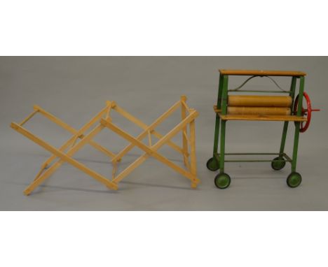 A Triang Express Puff-puff engine together with a Triang mangle and a clothes airer, (3)