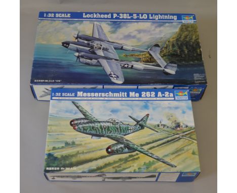 Trumpeter construction kits, 1/32nd scale. 02227 Lockheed and 02236 Messerscmitt Both VGB examples (2)