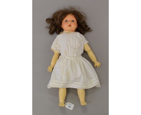 A Schoenau & Hoffmeister sprayed bisque head doll marked 1909 6 1/2 50cm