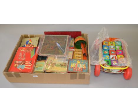 Quantity of assorted vintage Chad Valley toys and games, contained in two boxes.