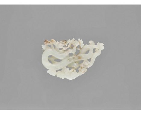   A WHITE JADE ‘DRAGON’ PENDANT, LATE QING TO REPUBLIC  China, late Qing dynasty (1644-1912) to Republic period (1912-1949). 