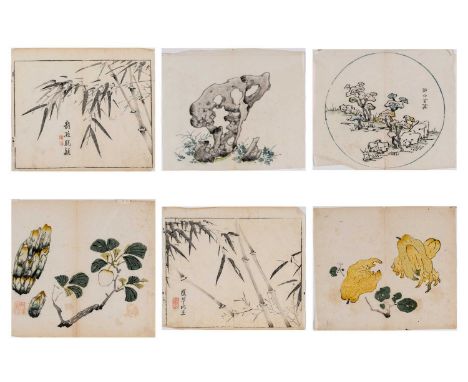   SIX CHINESE COLOR WOODBLOCK PRINTS, 18th CENTURY  China, 18th century. Color woodblock prints. The six Chinese color woodbl