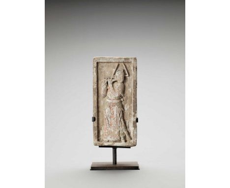  A TERRACOTTA ‘MUSICIAN’ RELIEF, NORTHERN SONG  China, 10-12th century, Northern Song dynasty (960-1127). With traces of red