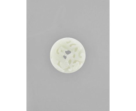  A WHITE JADE BI DISC WITH CHILONG, LATE QING TO REPUBLIC  China, late Qing dynasty (1644-1912) to Republic period (1912-194