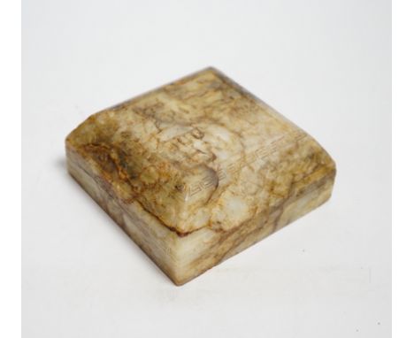 A Chinese bowenite jade scroll weight/seal, 19th/20th century