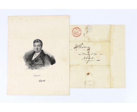 Gilbert du Motier, Marquis de Lafayette (1757-1834), French general and politician; letter to Madame [name cut from the cover