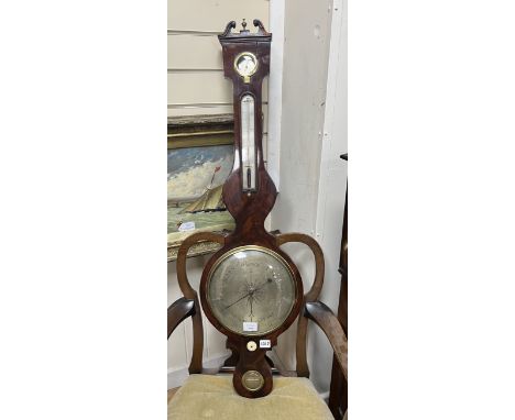 A Regency mahogany wheel barometer, height 112cm