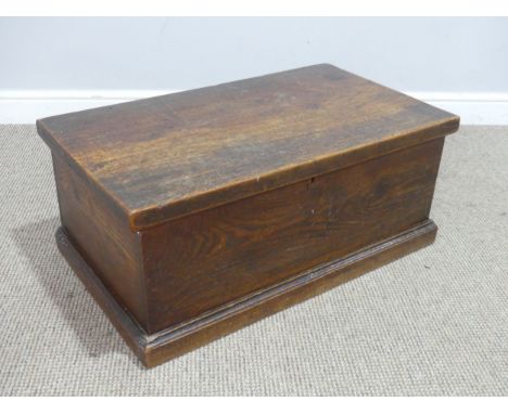 An antique stained pitch pine blanket Box / Trunk, W 76 cm x H 33 cm x D 44.5 cm. 