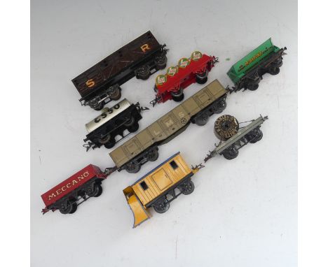 Hornby '0' gauge; approximately fifty Goods Wagons and Vans, unboxed, including Colman's Mustard, repainted,&nbsp;Fyffes Bana