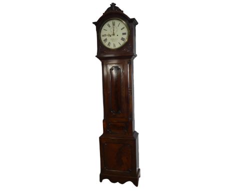 A Scottish mahogany 8-day Longcase Clock, circular painted 13'' dial with Roman characters and seconds, signed 'P. Whytock, D