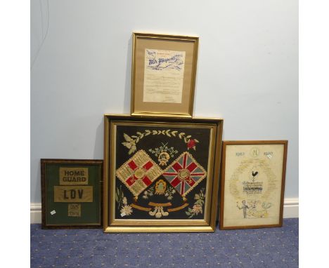 Duke of Cornwall's First Battalion Light Infantry, a commemorative tapestry, 50cm x 48cm, framed, together with various first
