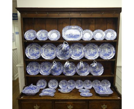 Spode Italian: a six piece Dinner Service, including six dinner plates, six fish plates, six bowls, eight saucers, two tureen