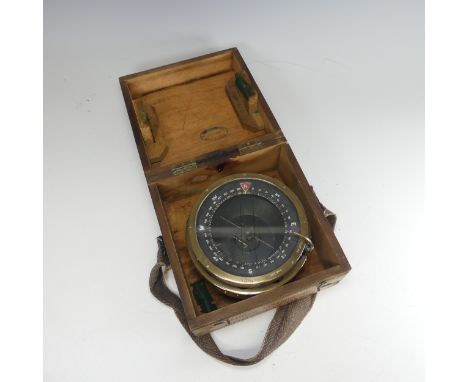 A WWI type P4A Compass, in a fitted wooden case. 