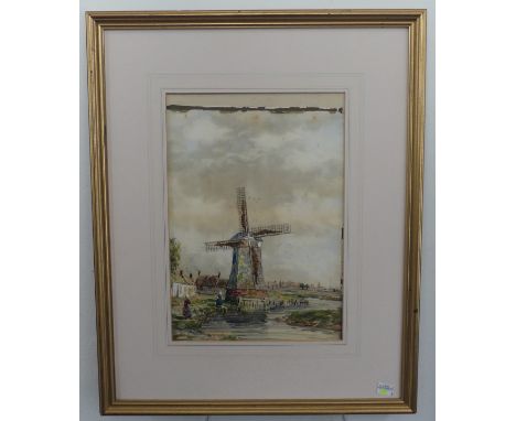 John Hamilton Glass (Scottish, 1890-1925), A Dutch river landscape with windmill, and Seascape with Dutch fishing boats, a pa