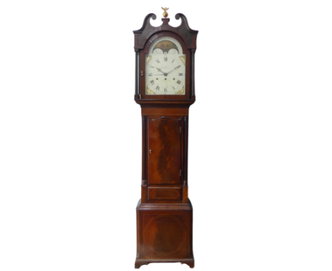 An rare late 18th / ealry 19th century English triple weight eight day musical Longcase Clock, movement with overly large upr