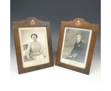 A pair of portrait photographs of King George VI and Queen Elizabeth, taken by Dorothy Wilding, each signed below in black in