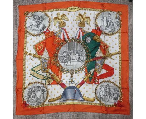 A Hermès jacquard silk scarf: 'Napoleon', designed by Philippe Ledoux, first issued in 1963, featuring a combination of imper