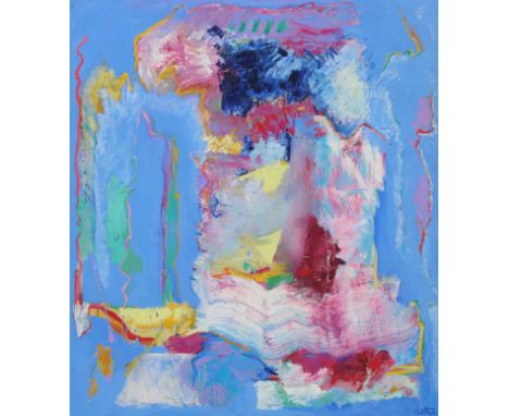 Thomas Koether (New York, Florida, Europe, Australia, b. 1940) Abstract Painting. Titled: "Harbor Light" Dated: '93 Oil on Ca