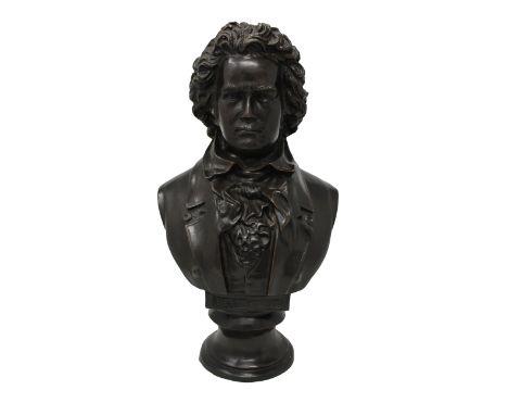 Bronze, Bust of Beethoven. 20th c. Appears to be unsigned. Height: 15.5 in.