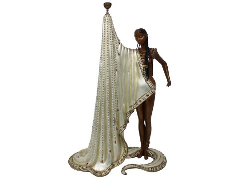 Erte (NY / Russian Federation, France, 1892-1990) "The Slave" Cold-Painted Bronze. Foundry Signature w/ Stamp: 1988 Chalk and