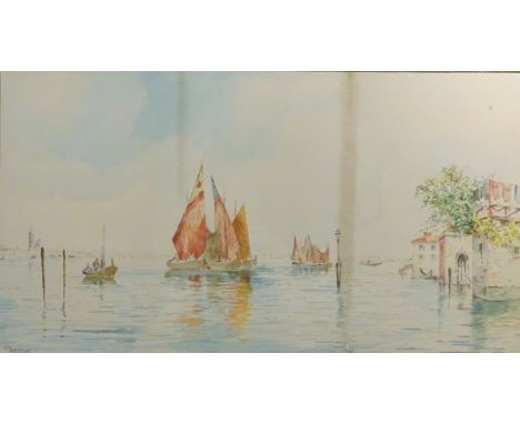 Venetian Seascape, pair watercolours signed by Edward Parrini (1858-1914) 24cm x 44.5cm (2) Condition Report Click here for f
