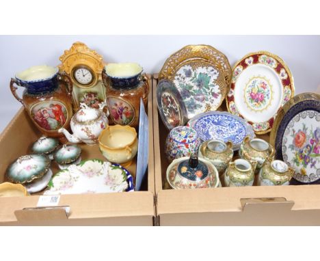 Pair of 1920s Noritake vases, another pair of Noritake vases, Satsuma lidded jar, pair of early 20th Century vases, porcelain