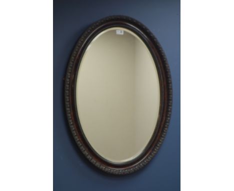 Edwardian oval mirror, moulded frame, bevelled glass, 87cm x 63cm   Condition Report   Click here for further images, conditi