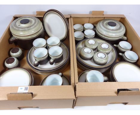 Denby 'Rondo' stoneware dinner and teaware in two boxes   Condition Report  Ten cups and saucers, sugar bowl, milk jug, eight