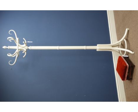 20th century painted bentwood coat stand and a small foot stool   Condition Report   Click here for further images, condition