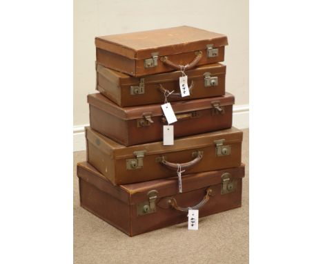 Five early 20th century vintage suitcases    Condition Report   Click here for further images, condition, auction times & del