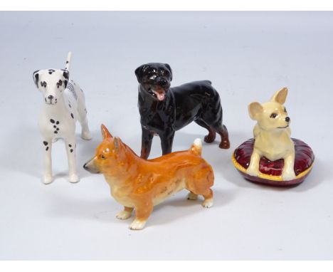 Beswick Chihuahua, Rottweiler, Dalmatian and Royal Worcester Corgi (4) Condition Report All in good condition. 