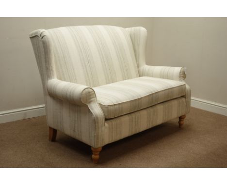 Next Sherlock two seat wingback sofa upholstered in blended woven stripe fabric, W148cm, H99cm, D82cm