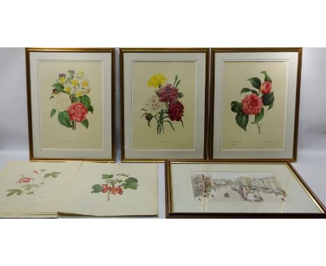 'Fruits and Flowers', 20th century portfolio of prints after Pierre-Joseph Redoute pub. Ariel Press, London 1955 - three prin