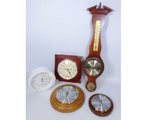 Various barometers and tidal clock (5)   Condition Report   Click here for further images, condition, auction times & deliver