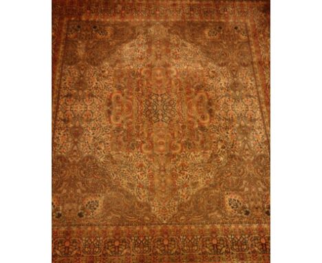 Large Persian design 'Axminster' type rug carpet, overall floral design with animal motifs, 368cm x 320cm   Condition Report 