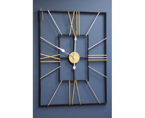 Rectangular metal wall clock, 61cm x 81cm