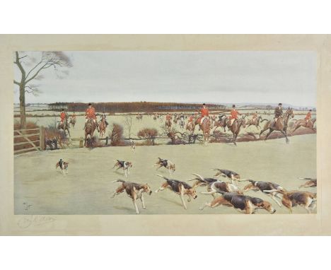 *Aldin (Cecil Charles Windsor, 1870-1935). The Cheshire Hunt away from Bath Wood, 1911, colour photolithographic print, signe