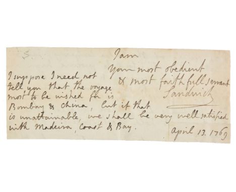 *Historical Autographs. A group of 22 historical autographs and documents, various dates,  including Earl of Sandwich (1718-1