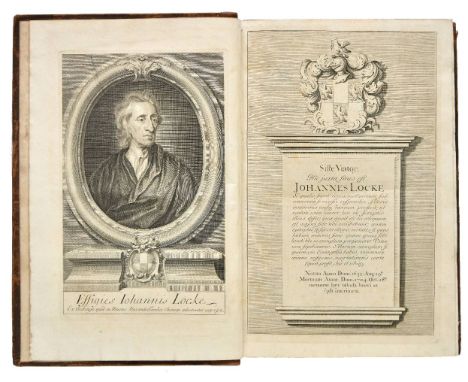 Locke (John). Works, 3rd edition, for Arthur Bettesworth [and others], 1727, engraved portrait frontispiece, engraved epitaph