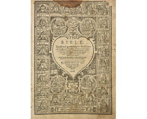 Bible [English]. The Bible. Translated according to the Ebrew and Greeke..., Imprinted at London by Robert Barker, 1608,  gen