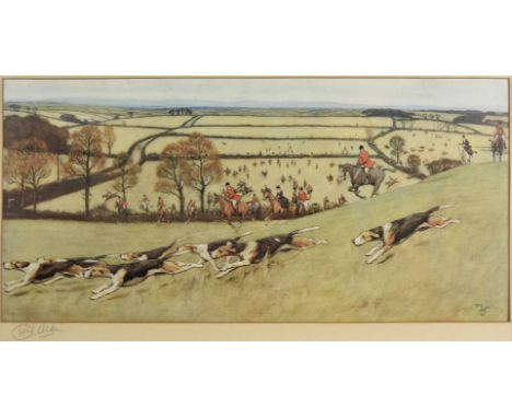 *Aldin (Cecil Charles Windsor, 1870-1935). The Quorn from Billesdon Coplow, circa 1912, colour photolithographic print, signe