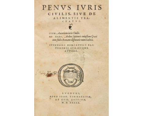 Forcadel (tienne). Penus Iuris Civilis, Sive De Alimentis Tractatus. Item Auiarium iuris Civilis. Ad Haec, Ardua sapientis cu