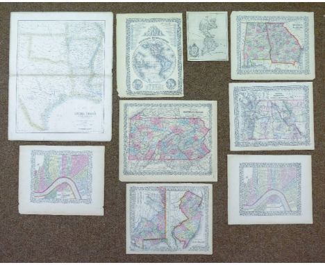 North America. A mixed collection of approximately 110 maps, mostly 19th century, country, regional and state maps, including