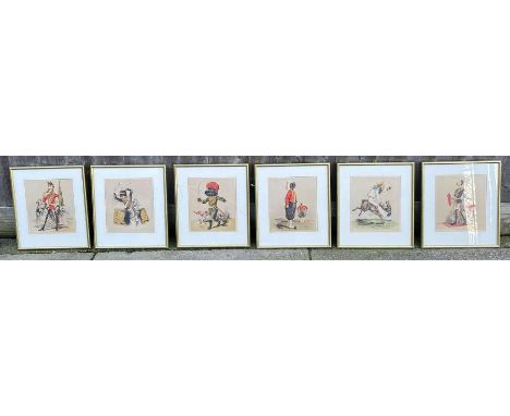 A set of 19th century colour prints, entitled "Army &amp; Navy Drolleries", 20cm x 23cm 