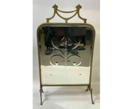 A 20th century Art Nouveau mirrored fire screen, with a brass surround, 81cm high, 45cm wide 